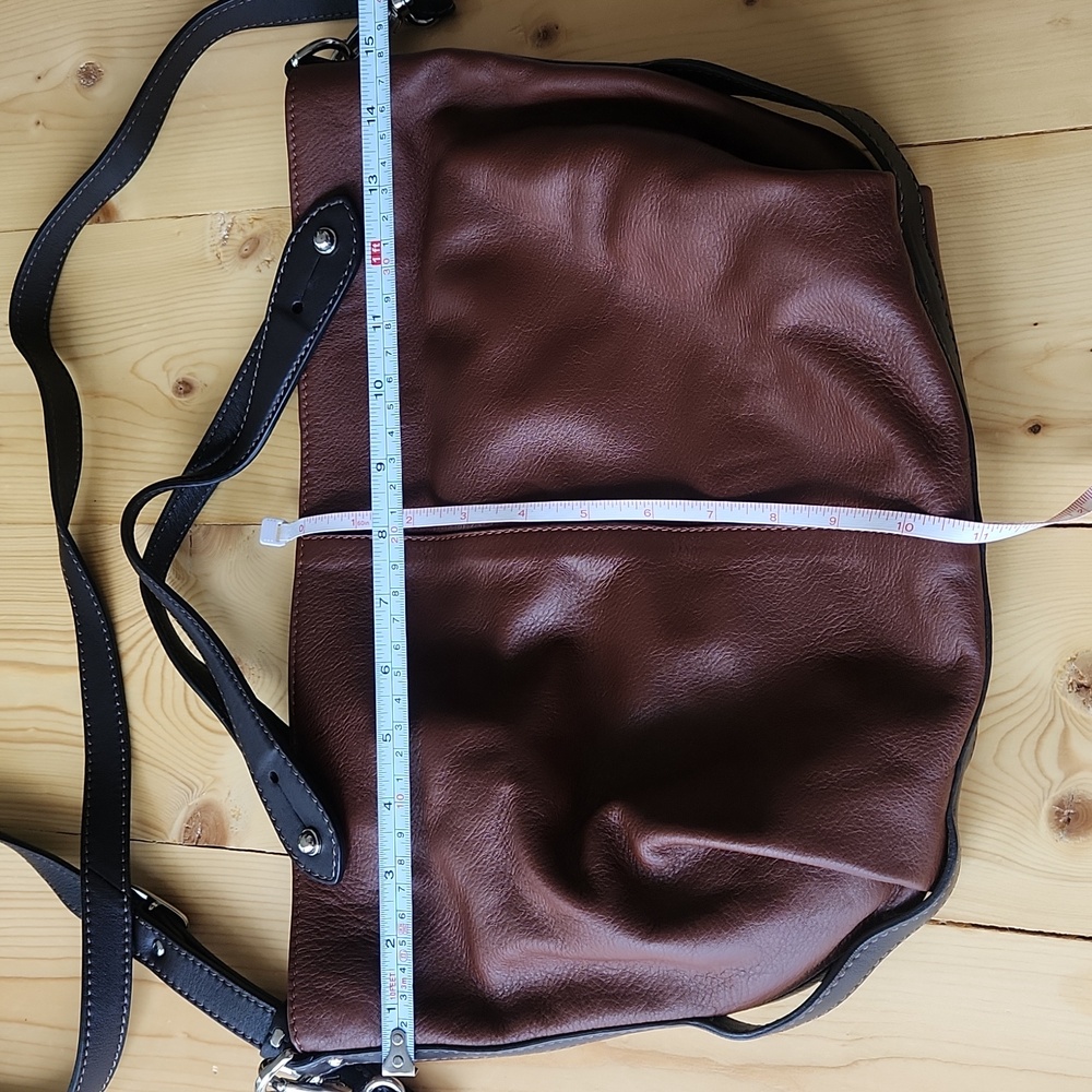 Gianni Conti Brown Italian Leather Convertible Crossbody Bag Hobo Satchel - Picture 12 of 17